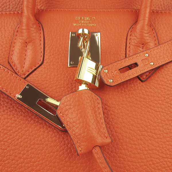 Replica Hermes Birkin 30CM Togo Leather Bag Orange 6088 On Sale - Click Image to Close